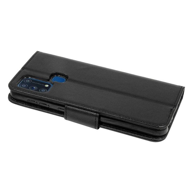Buch Tasche Fancy für SAMSUNG GALAXY M31 M315F Handy Hülle Etui Brieftasche Schutzhülle mit Standfunktion, Kartenfach Schwarz