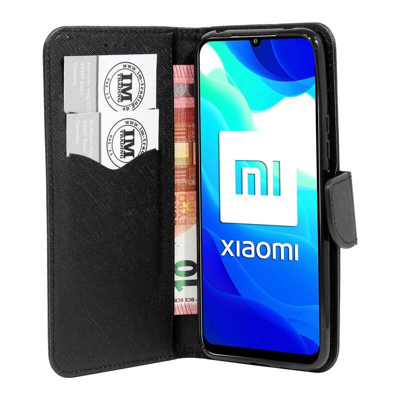 cofi1453® Buch Tasche "Fancy" kompatibel mit XIAOMI MI 10 LITE Handy Hülle Etui Brieftasche Schutzhülle mit Standfunktion, Kartenfach Schwarz