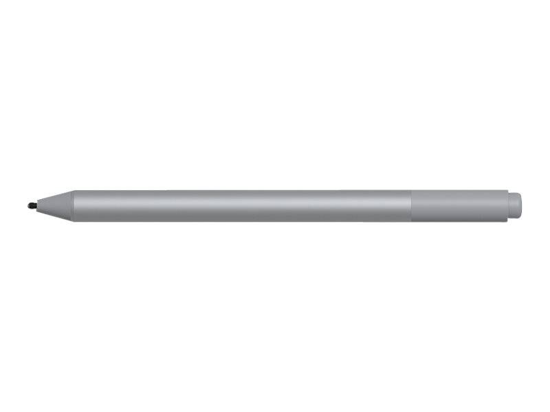 Ein silberner Stylus-Stift, horizontal auf weißem Hintergrund gezeigt.