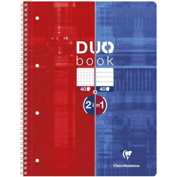 Collegeblock Duobook A4+ 80 Blatt 90g/qm kariert/liniert blau/rot