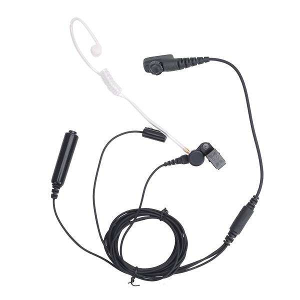 HYTERA Tarn-Sprechgarnitur schwarz 3-Kabel, separate Sendetaste, Mikrofon und transparenter Schallschlauch EAN18 580002003022