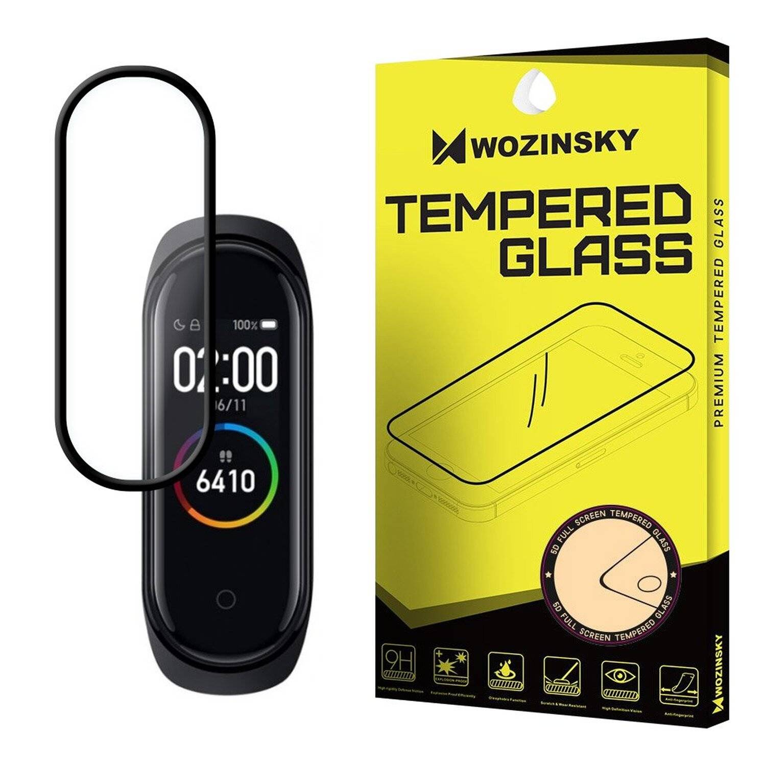 cofi1453® 5D Schutz Glas Full Glue mit Rahmen Vollbild kompatibel mit XIAOMI MI BAND 5 Schutz Folie Vollständig Klebend und Abdeckung