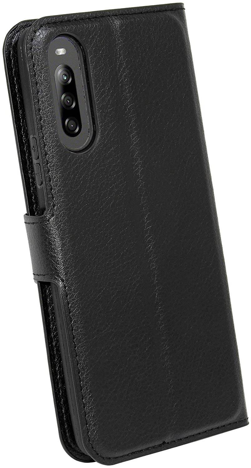 cofi1453® Buch Tasche "Fancy" kompatibel mit SONY XPERIA L4 Handy Hülle Etui Brieftasche Schutzhülle mit Standfunktion, Kartenfach Schwarz