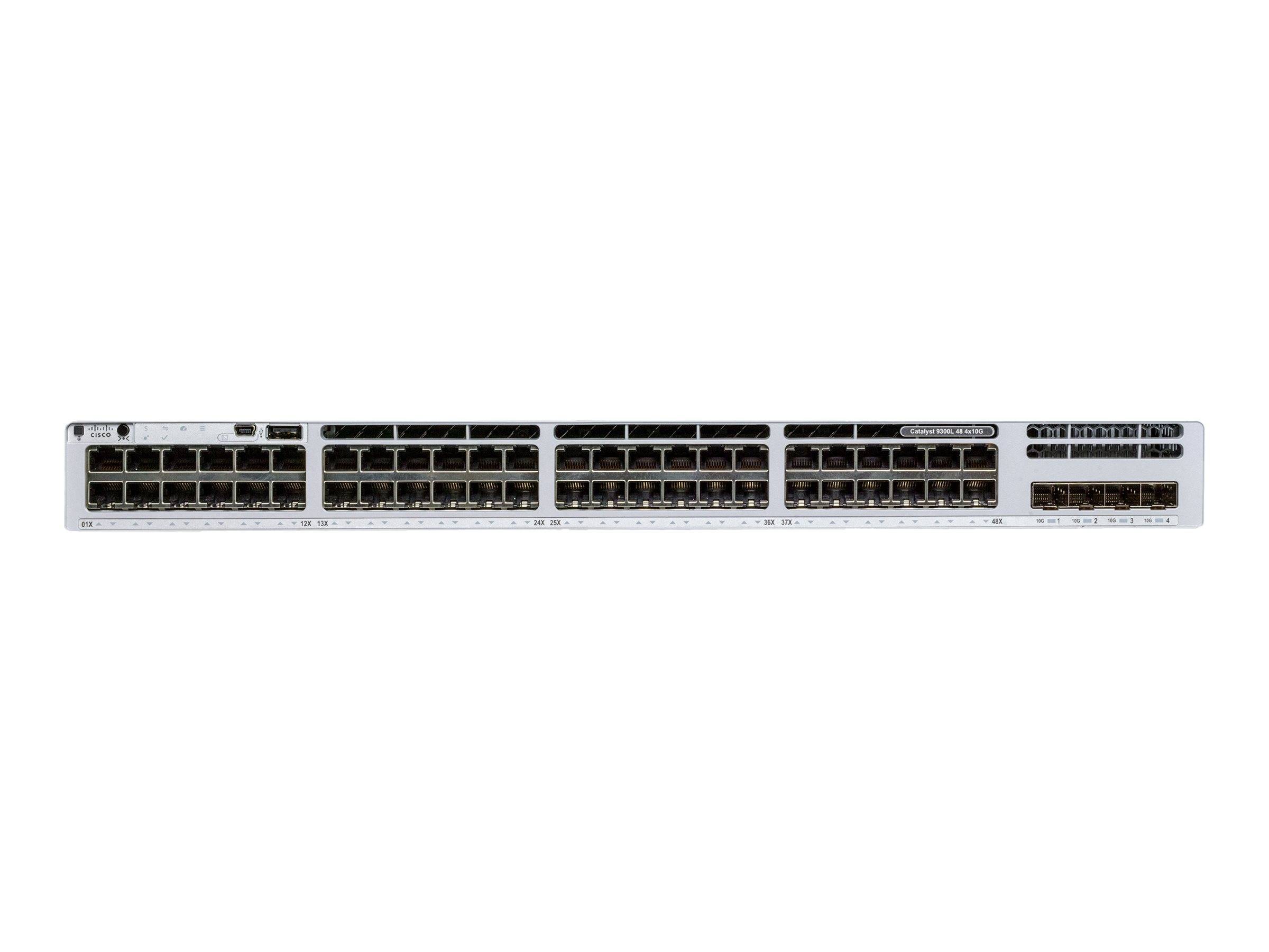 Vorderansicht eines Netzwerk-Switches mit vielen Ethernet-Anschlüssen und Statusleuchten, dargestellt auf weißem Hintergrund.