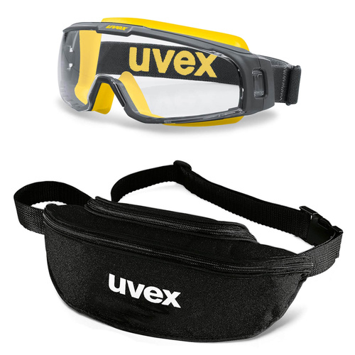 uvex Vollsichtbrille u-sonic 9308 mit Textil-Etui - Farbe:grau-gelb / klar