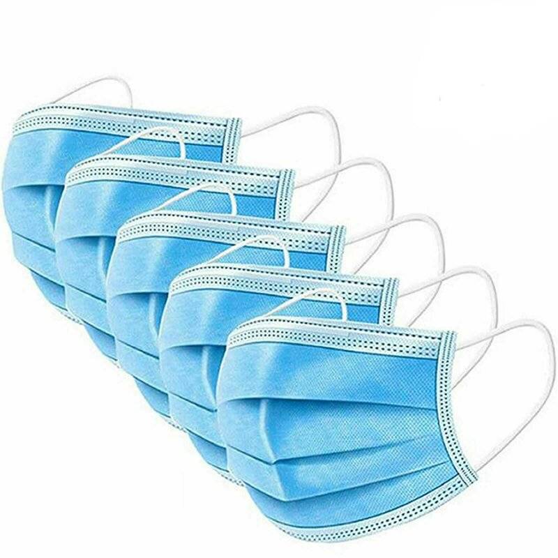 50x Stück Vliesstoff Community-Maske 3 Lagig Blau