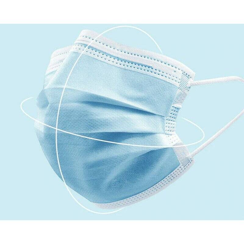 50x Stück Vliesstoff Community-Maske 3 Lagig Blau