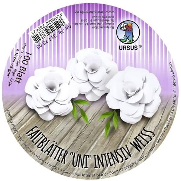 Intensive Faltblätter 'uni' Durchmesser 12cm 65g/qm VE=100 Blatt weiß