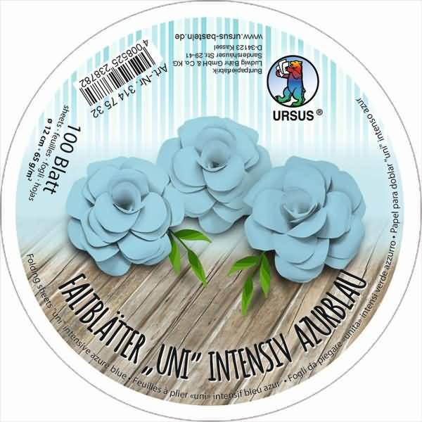 Intensive Faltblätter 'uni' Durchmesser 12cm 65g/qm VE=100 Blatt azurblau
