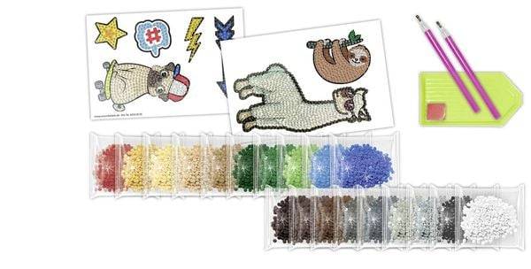 URSUS Kinder-Bastelsets Diamond Painting Sticker Animal Friends, 2er Bogen