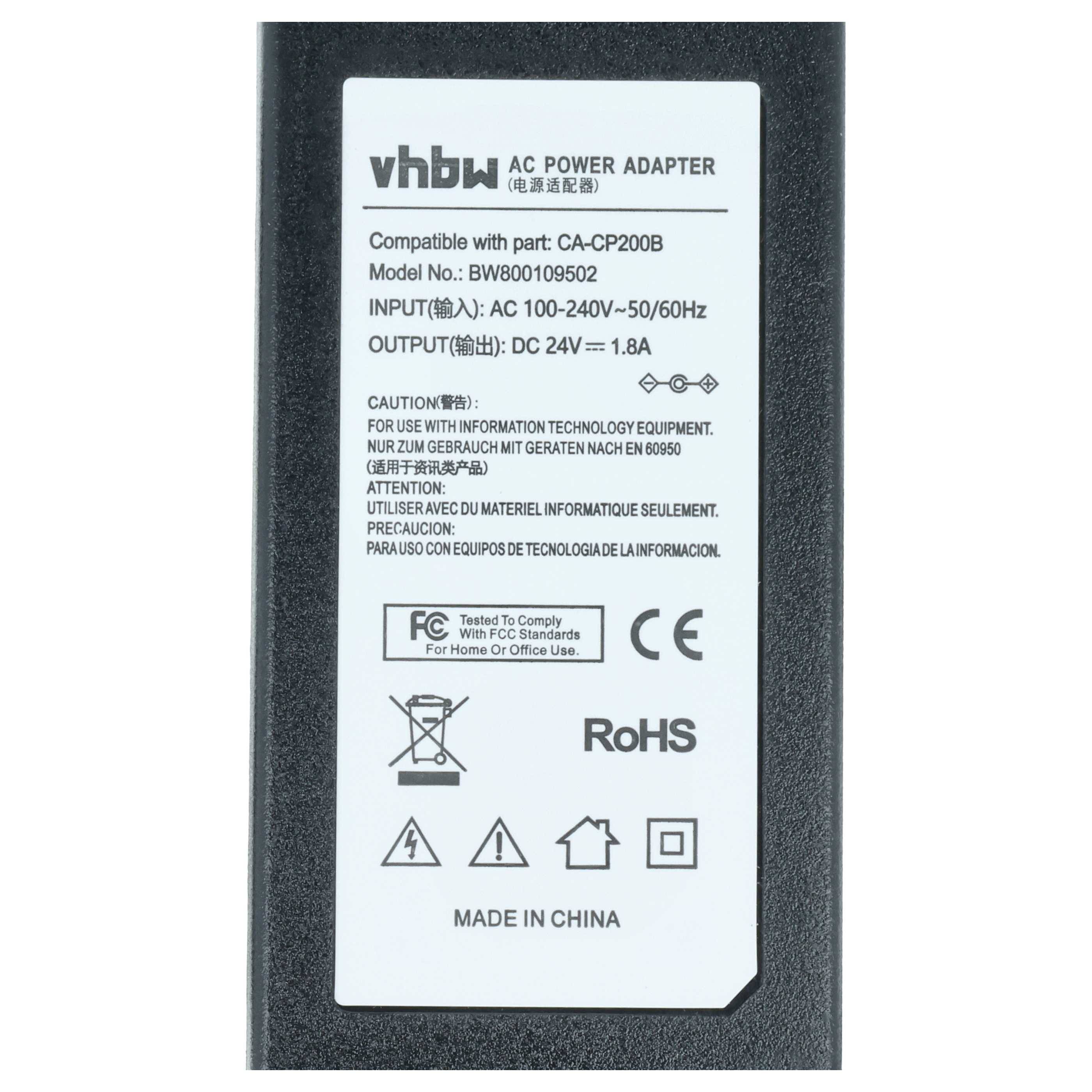 vhbw Netzteil kompatibel mit Canon Selphy CP1200 | CP330, CP1000, CP-1000, CP220, CP300, CP1300, CP200, CP100 Drucker - 43,20 W