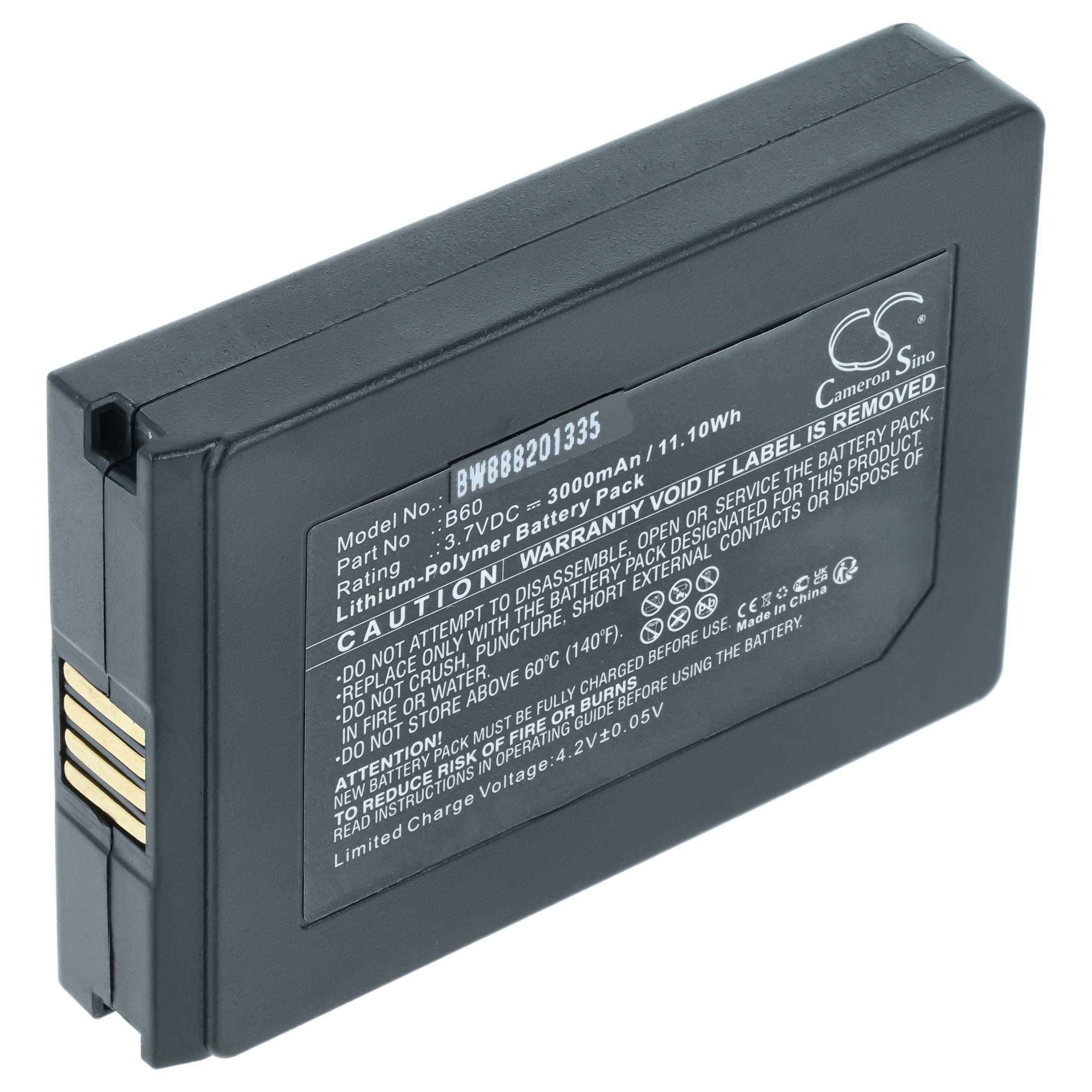 Lithium-Polymer-Batterie mit Modellnummer BWB8201335, Kapazität 3000mAh, 11,10Wh, 3,7V, mit Vorsichtsschild für Garantie und Verwendung.