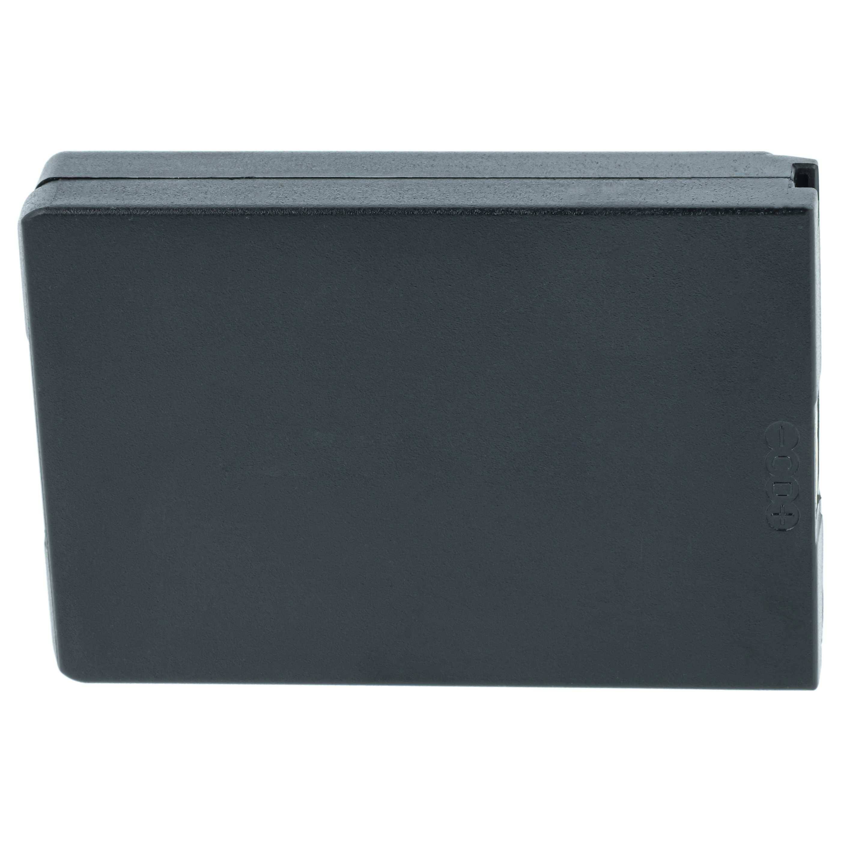 Ein rechteckiges, schwarzes Lithium-Ionen-Akkupaket mit glatten Seiten, das häufig in Kameras und elektronischen Geräten verwendet wird.