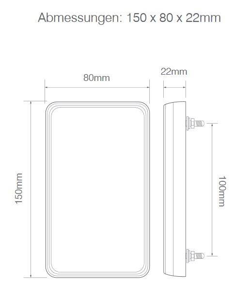 LED Heck- oder Rückleuchte, Serie 151, Blink-, Schluß-, Bremsleuchte, Reflektor