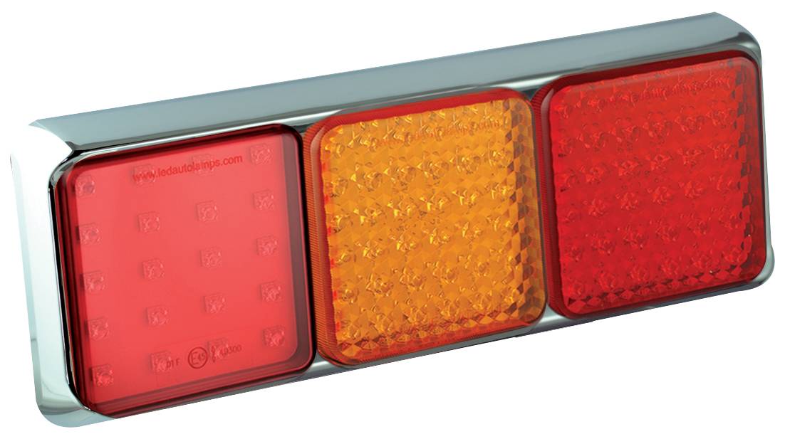 LED Kombinationsleuchte, Bremslicht, Rücklicht, Blinker, Nebelschlussleuchte, Chrom, Serie 100