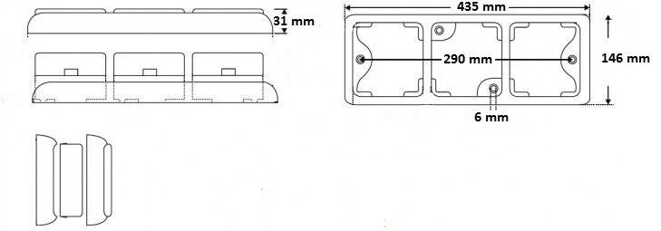 LED Kombinationsleuchte, Bremslicht, Schlusslicht, Blinker, Rückfahrleuchte, Chrom, Serie 125