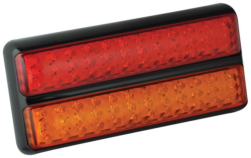 LED Rückleuchte, Schluss-, Brems- u. Blinkleuchte, Double Slimline, schwarzer Aufbaurahmen