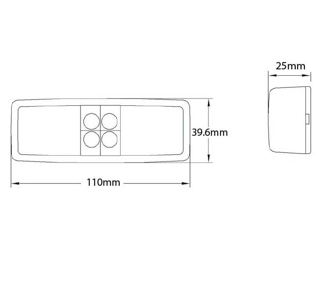 LED Schlussleuchte mit Reflektor, Rot, Serie 1490