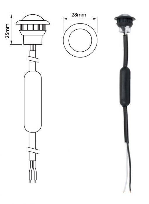 LED Markierungsleuchte, Positionsleuchte, Rund, Weiß, 12-24 Volt