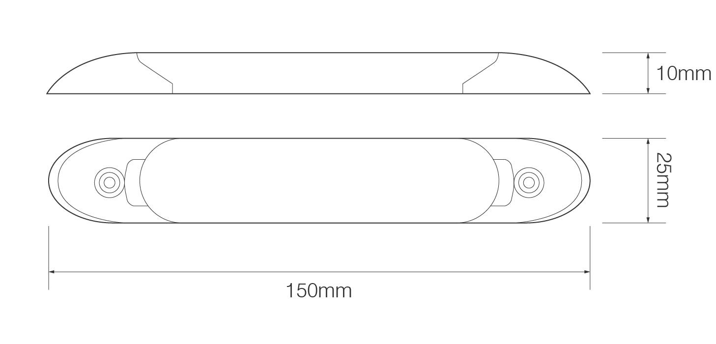 Schmale LED Innenraumleuchte, 150 mm, weiße Blenden, weiß, 12 Volt