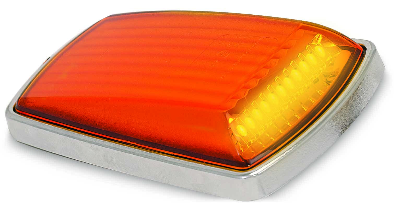 LED Blinkleuchte, Seitenblinker, Kat. 6, 12/24 Volt, verchromtes Gehäuse