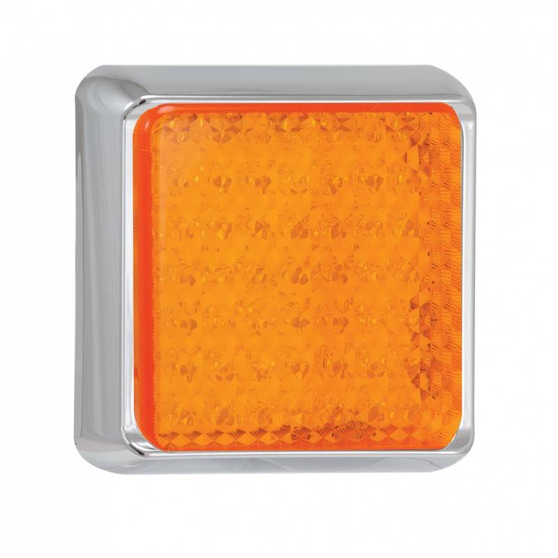 LED Blinkleuchte, Serie 100, verchromt, 12/24 Volt, 120 mm x 120 mm, ECE geprüft