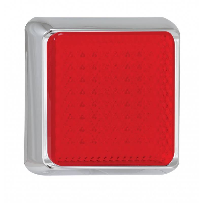 LED Bremslicht, Rücklicht, Serie 125, verchromt, 12/24 Volt, 145 mm x 145 mm, ECE geprüft