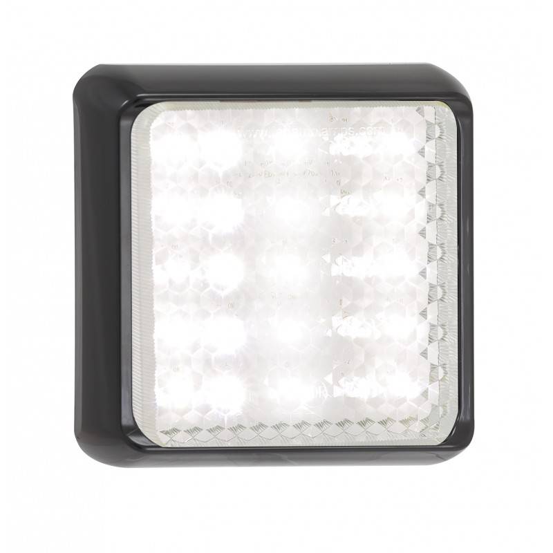 LED Rückleuchte, Rückfahrleuchte, Serie 100, 12/24 Volt, 120 mm x 120 mm, ECE geprüft