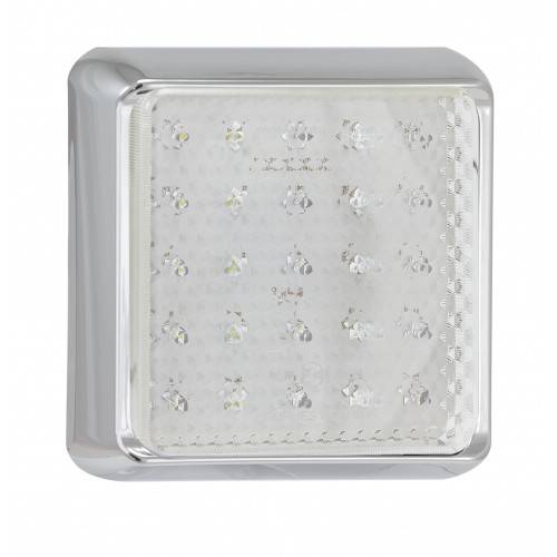LED Rückleuchte, Rückfahrleuchte, Serie 100, verchromt, 12/24 Volt, 120 mm x 120 mm, ECE geprüft