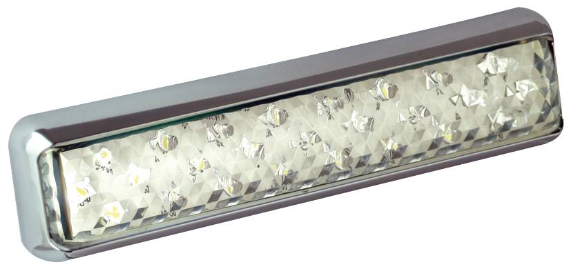 LED Rückleuchte, Serie 200, Rückfahrleuchte, Slimline, verchromter Aufbaurahmen