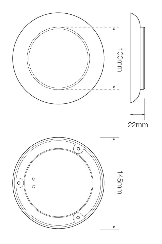 LED Rück- und Bremslicht, Chromrahmen, Rund, Serie 145, 145 mm Durchmesser