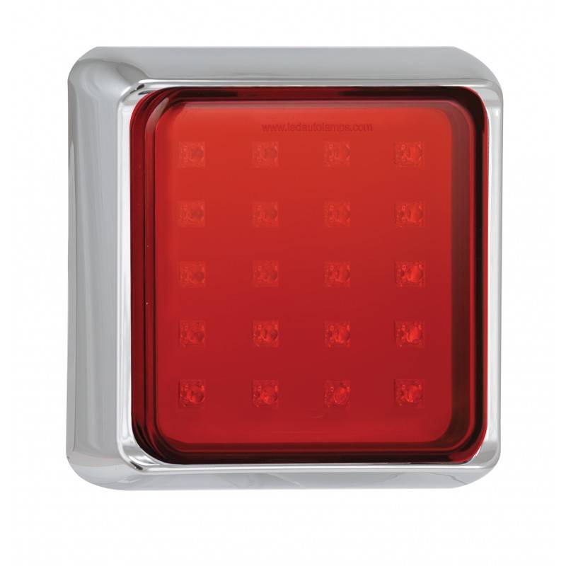 LED Nebelschlussleuchte, Serie 125, verchromt, 12/24 Volt, 145 mm x 145 mm, ECE geprüft