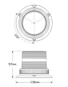 LED Kennleuchte, Festmontage, Gelb, Vierfachblitz, geprüft nach ECE R10
