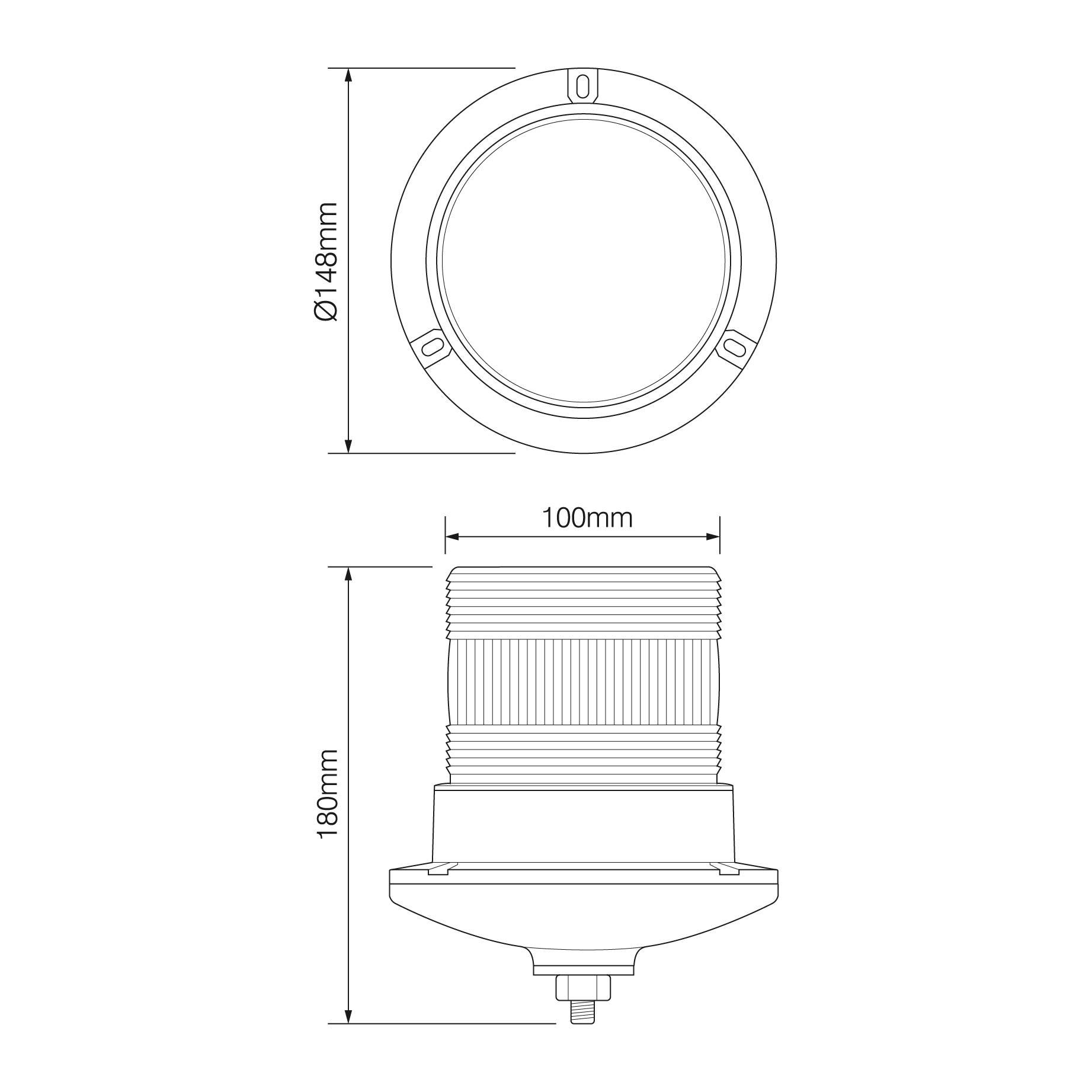 LED Kennleuchte, Bolzenbefestigung, Gelb, Doppel- u. Vierfachblitz, geprüft nach ECE R10