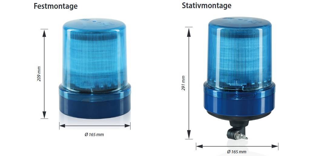 Hänsch Saturn A LED Kennleuchte, Blau, starre Stativmontage
