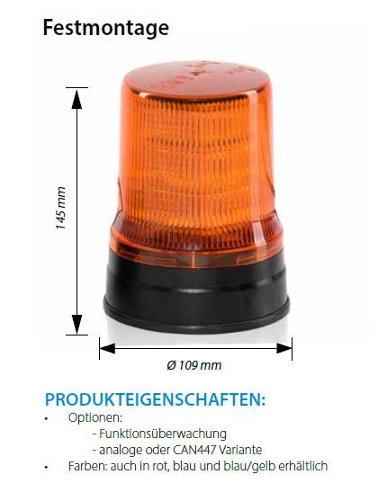 Hänsch MOVIA-SL LED Kennleuchte, Rot, Festmontage