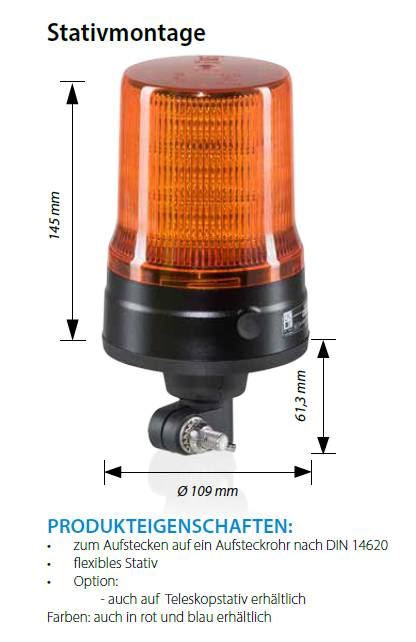 Hänsch MOVIA-SL LED Kennleuchte, Gelb, flexible Stativmontage