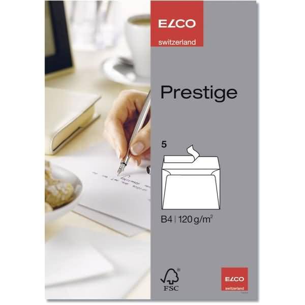 Briefumschläge Prestige B4 hochweiß Haftklebung Papier 120 g/qm VE=5 Stück