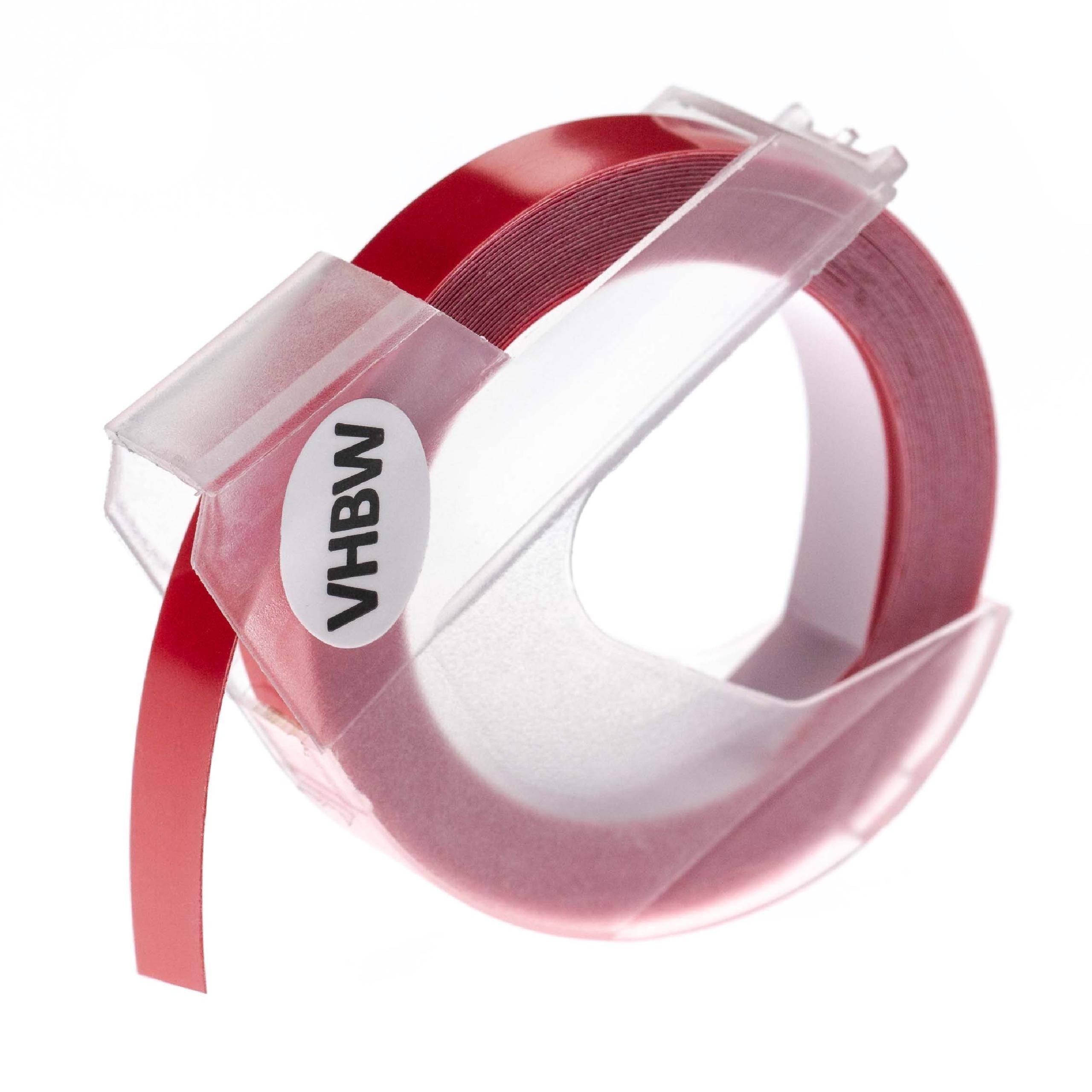 vhbw 3D Prägeband-Schriftband-Kassette kompatibel mit Typo Clic Etiketten-Drucker 3m x 9mm Weiß auf Dunkelrosa