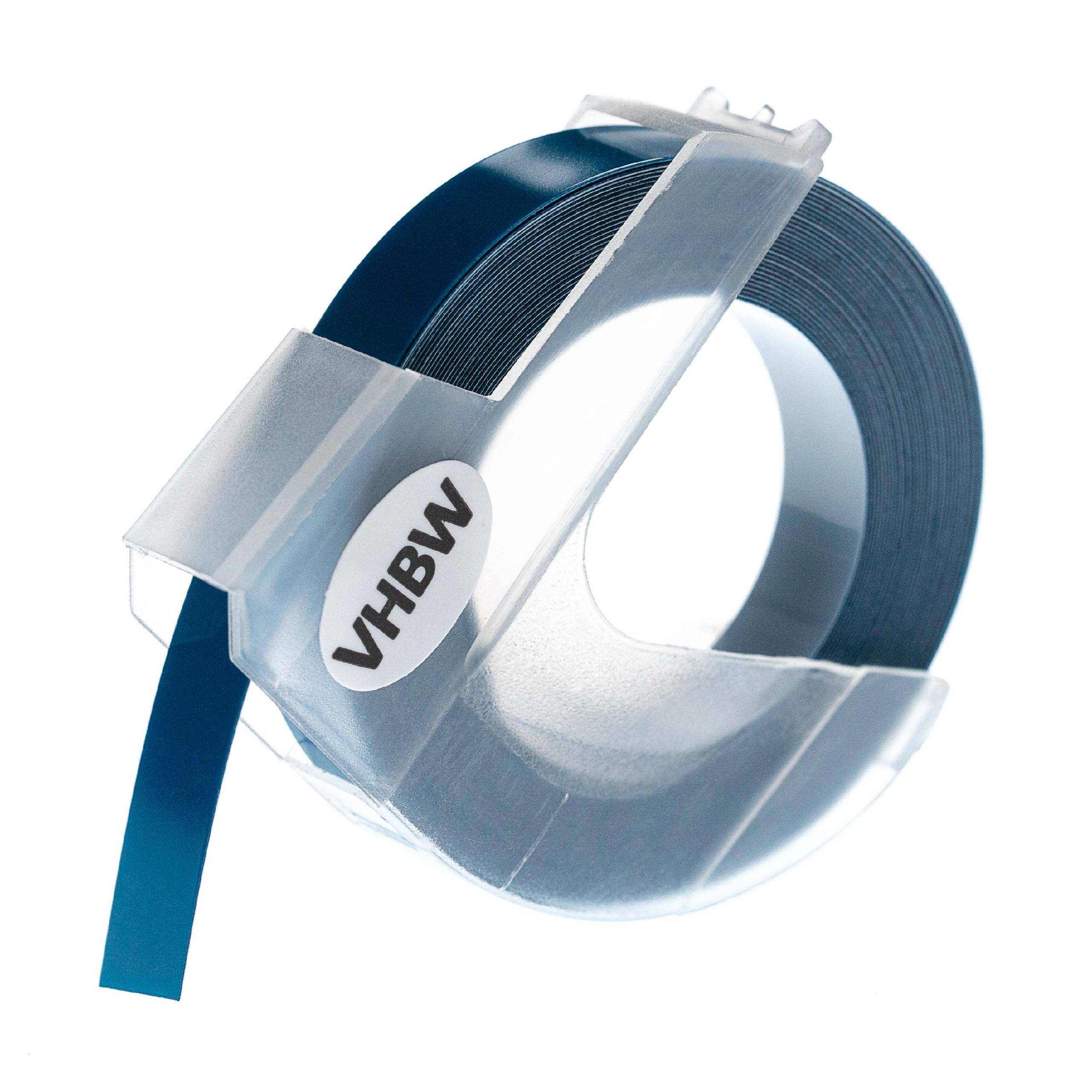 vhbw 3D Prägeband-Schriftband-Kassette kompatibel mit Dymo Label Buddy 20008, Mini, Maxi 1755 Etiketten-Drucker 3m x 9mm Weiß auf Dunkelblau
