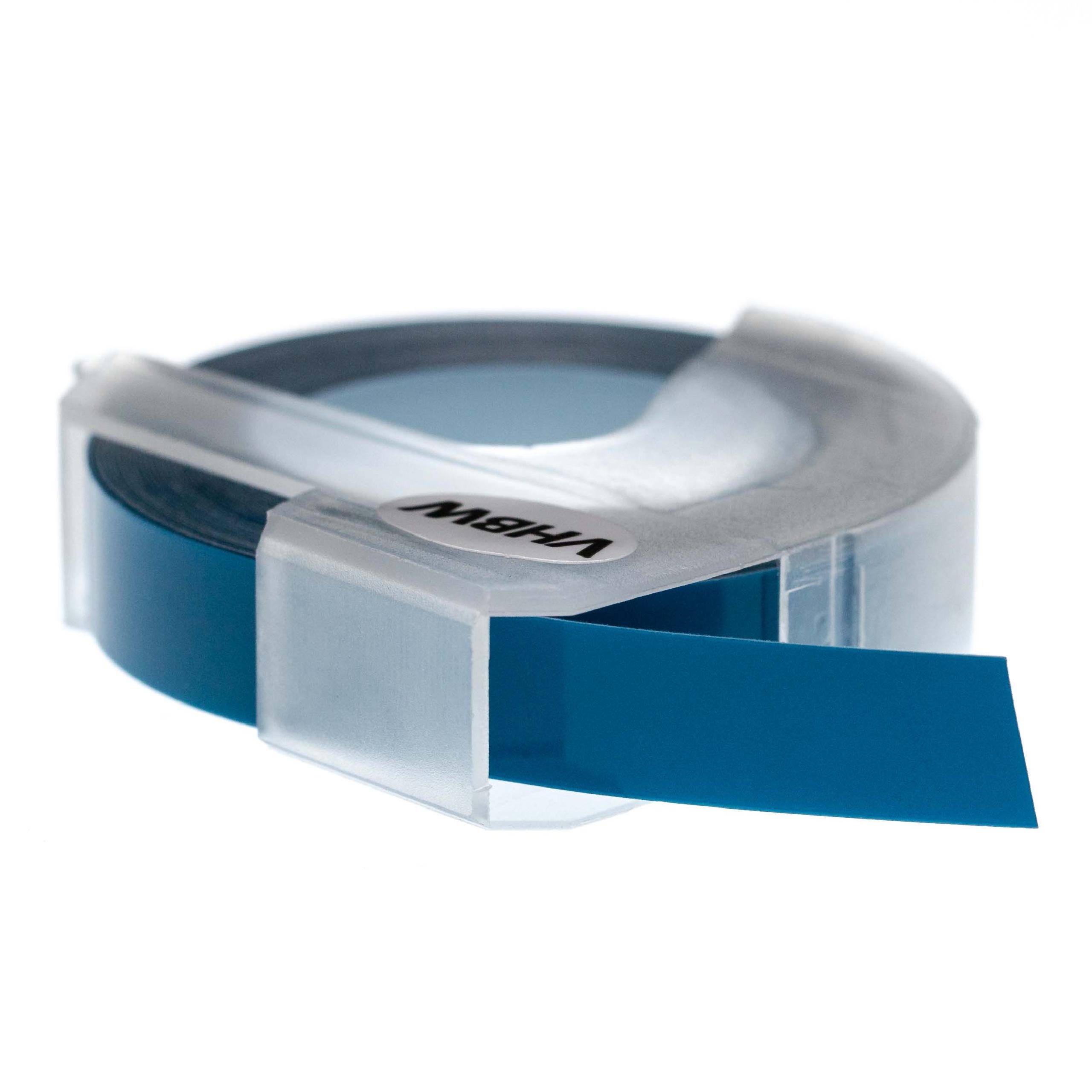 vhbw 3D Prägeband-Schriftband-Kassette kompatibel mit Motex 5500B, 5500A Etiketten-Drucker 3m x 9mm Weiß auf Dunkelblau