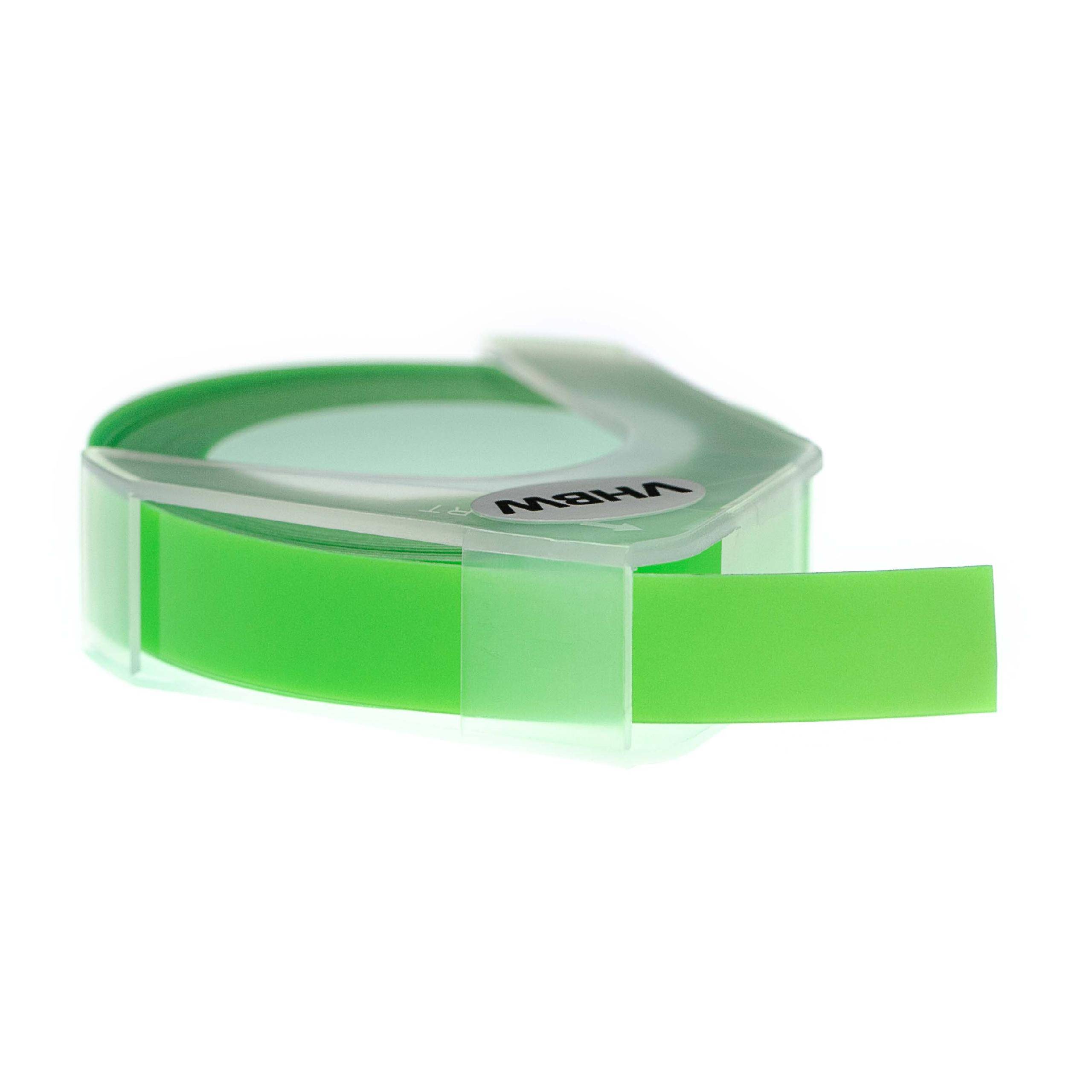 vhbw 3D Prägeband-Kassette kompatibel mit Dymo Caption Maker 1741205 | 814580, E-101 Etiketten-Drucker 3m x 9mm Weiß auf Neon-Grün