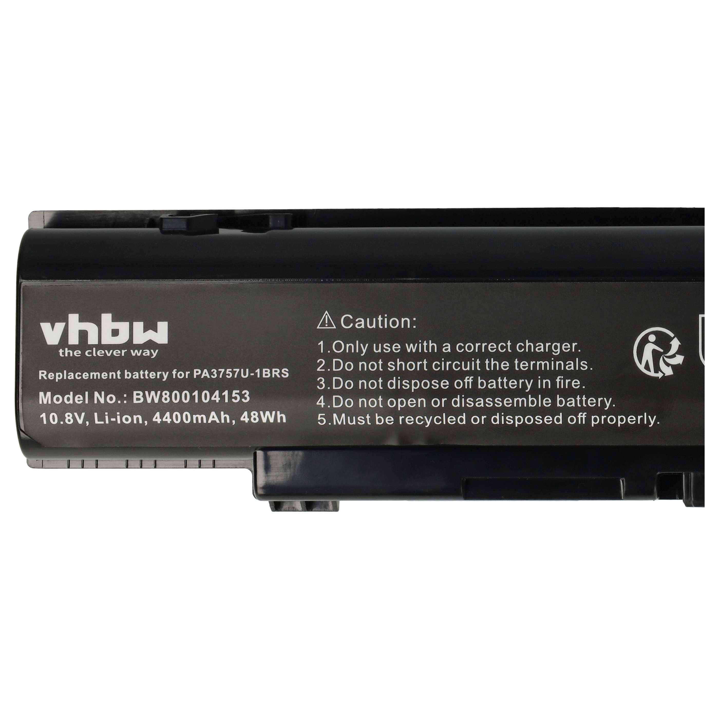 vhbw Akku kompatibel mit Toshiba Dynabook Qosmio F60-10X, F60-10W, F60-121, F60-11L, F60-12W Notebook (4400 mAh, 10,8 V, Li-Ion)