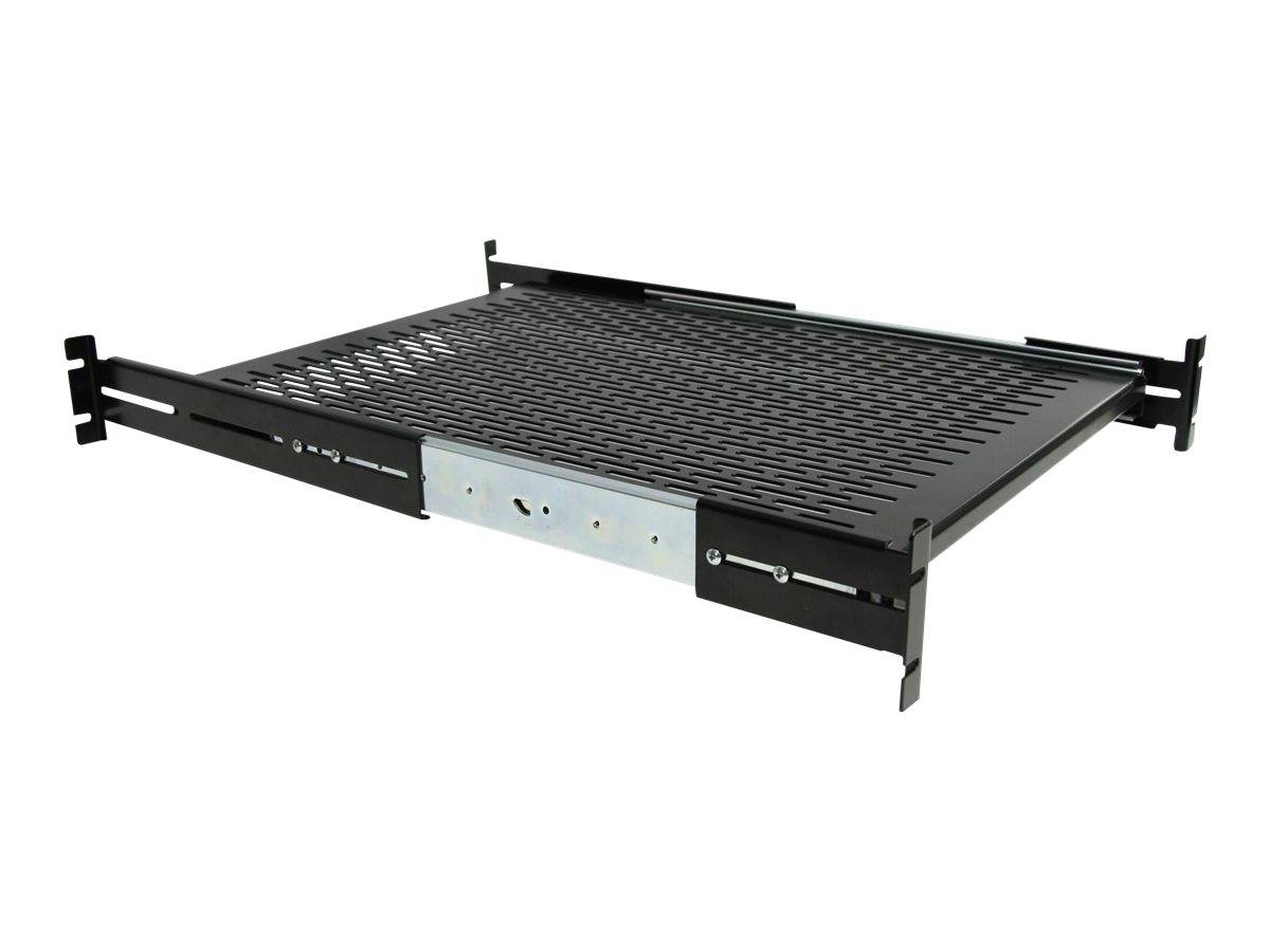 StarTech.com 2HE ausziehbarer Rack-Fachboden belüftet - 22.7kg - 19 Serverschrank Rack-Shelf - Schwarz - Rack - Regal -