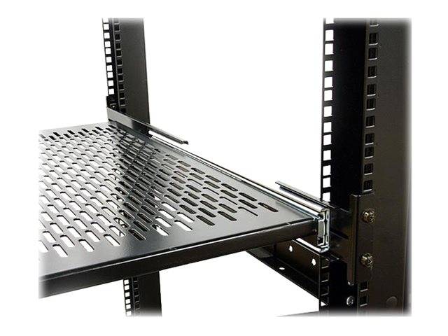 StarTech.com 2HE ausziehbarer Rack-Fachboden belüftet - 22.7kg - 19 Serverschrank Rack-Shelf - Schwarz - Rack - Regal -
