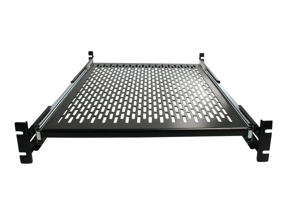 StarTech.com 2HE ausziehbarer Rack-Fachboden belüftet - 22.7kg - 19 Serverschrank Rack-Shelf - Schwarz - Rack - Regal -