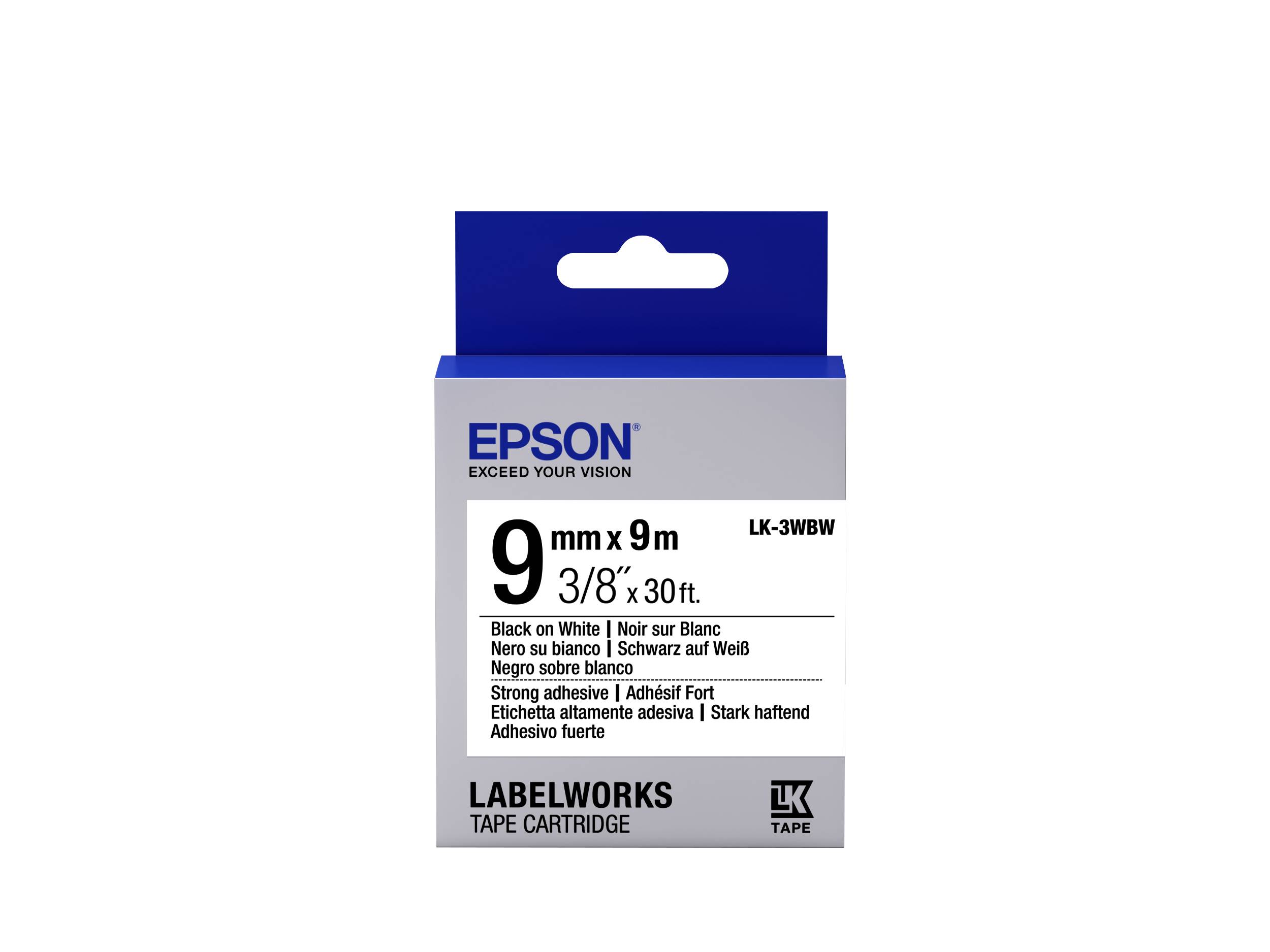 Epson LabelWorks LK-3WBW - Schwarz auf Weiß - Rolle (0,9 cm x 9 m)
