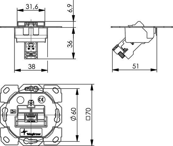 Telegärtner Modul-Aufnahme 1-fach 100022979