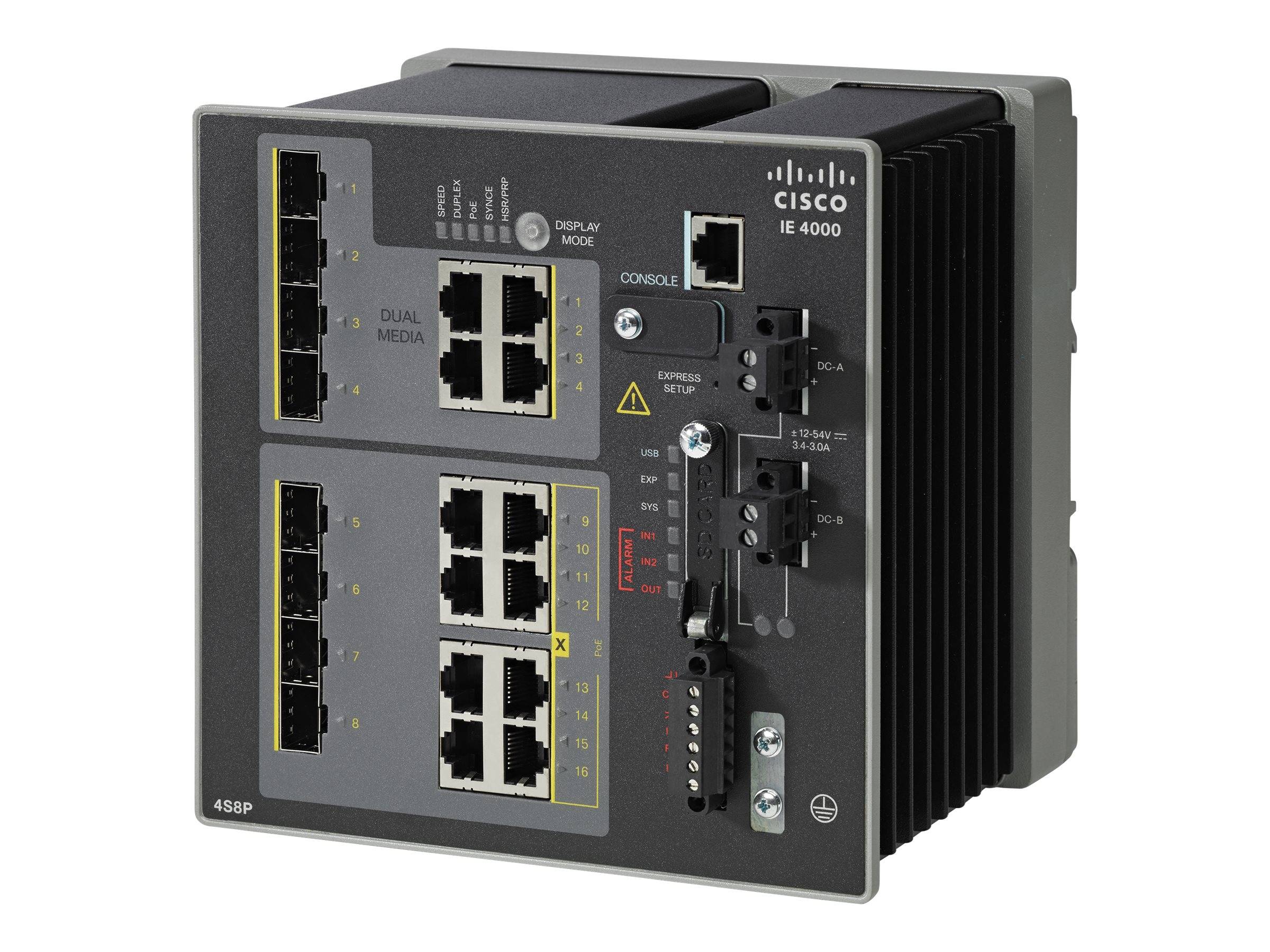 Cisco Industrial Ethernet 4000 Series - Switch - managed - 4 x Gigabit SFP + 8 x 10/100/1000 (PoE+)