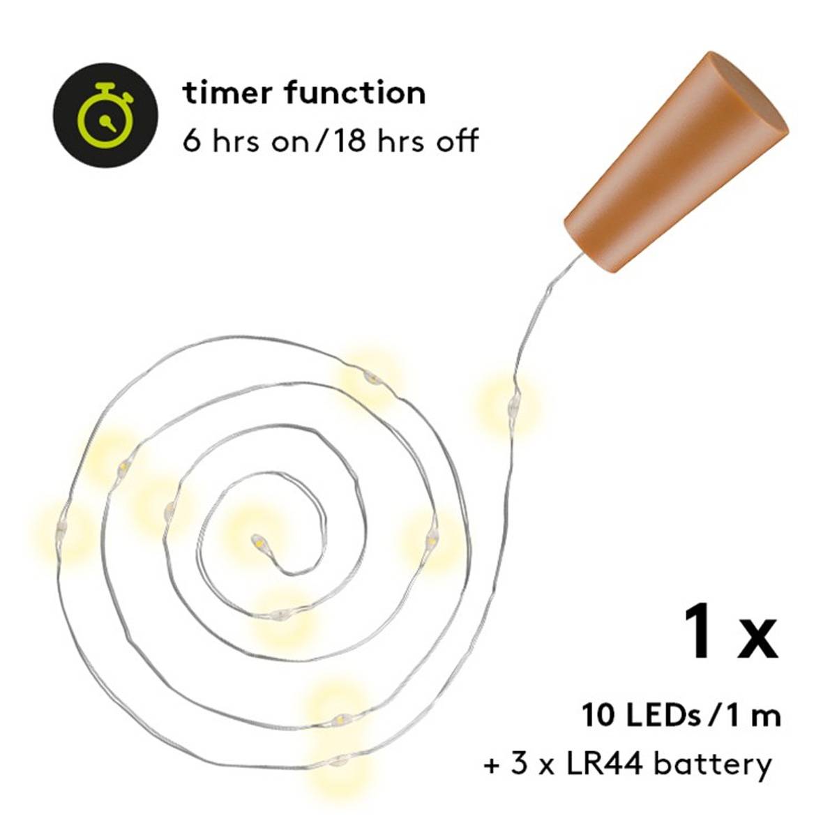 10 Stück LED-Flaschenlicht Lichterkette inklusive Batterien, die Beleuchtung ideal für Glasflaschen